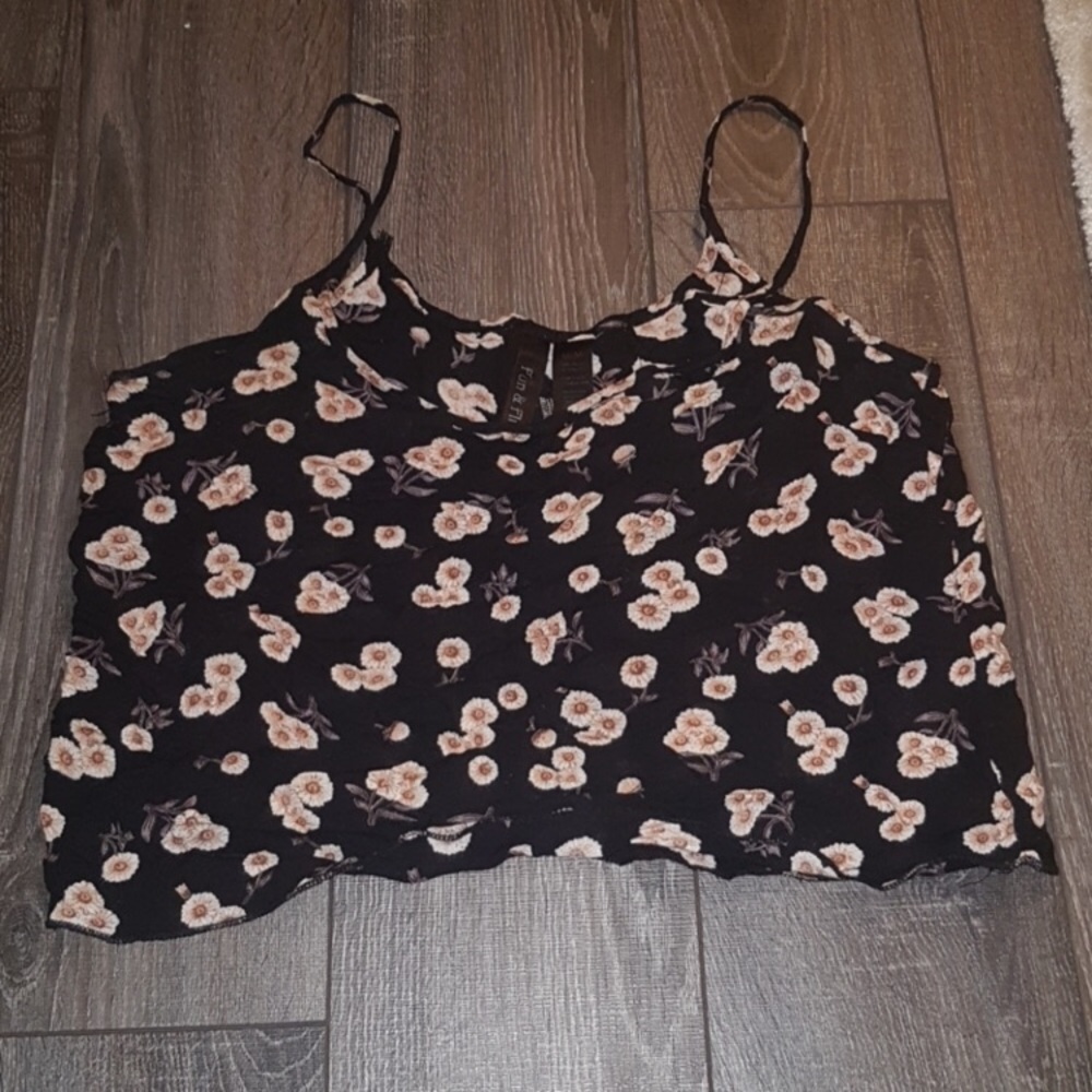 Floral crop tank top